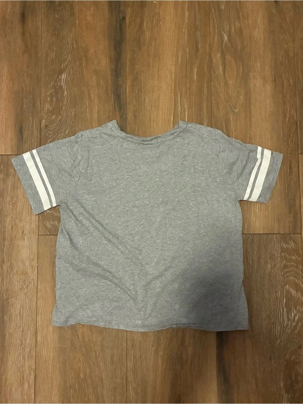 Nike Gray Short Sleeve Logo Tee with White Stripe Sleeves